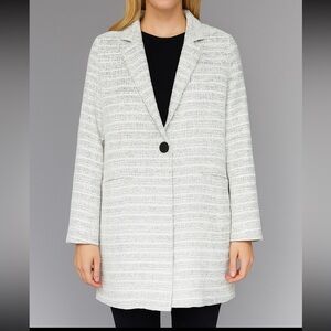 ASOS Long Tweed Blazer Jacket Pockets Size 6 White and Black Corpcore Work